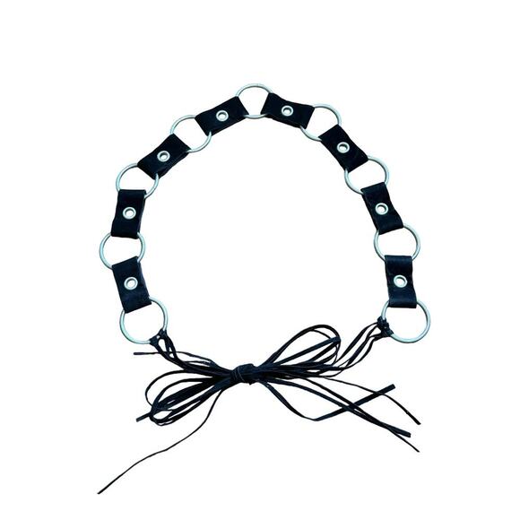 Bohemian Boho Western Cowgirl Belt Silver Metal Loops Black Accents Fringe Tie - Picture 1 of 8